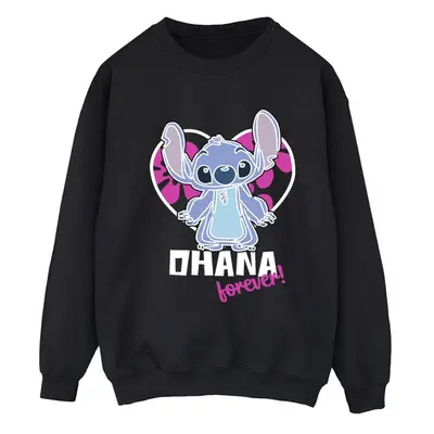 (L, Black) Disney Womens/Ladies Lilo And Stitch Ohana Forever Heart Sweatshirt