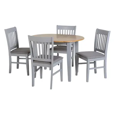 Seconique Oxford Extending Dining Set, Natural Oak and Grey Fabric