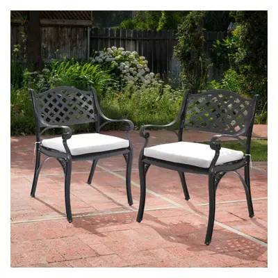 (Black) Retro Set of Cast Aluminum Garden Chairs