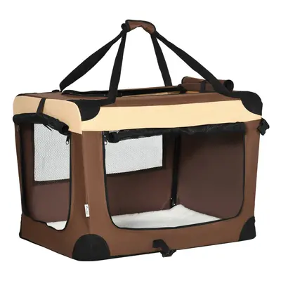 PawHut 70cm Foldable Pet Carrier Bag Soft Travel Dog Crate for Small Dogs Brown