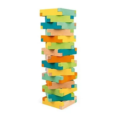 Janod - 60-Piece Wooden Construction Barrel - Building Game - Develops Fine Motor Skills and Con