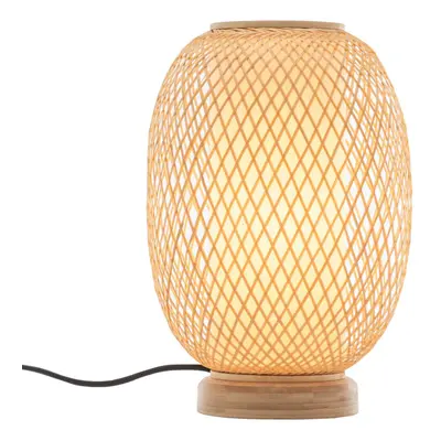 Natural Woven Bamboo Oval Table Lamp Light Shade Boho Tropical Coastal