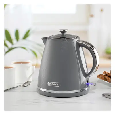 (Grey) Daewoo Stirling Pyramid Kettle 1.7L Cordless 3KW Rapid Boil Easy Fill