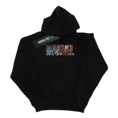 (5-6 Years, Black) Marvel Comics Boys Logo Character Infill Hoodie