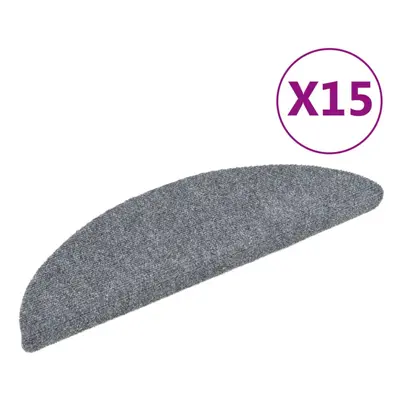 vidaXL 15x Self-adhesive Stair Mats Needle Punch 56x17x3 cm Light Grey Rugs