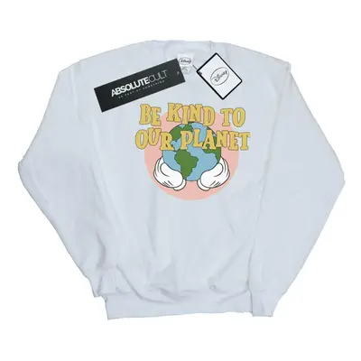 (L, White) Disney Mens Mickey Mouse Be Kind To Our Planet Sweatshirt