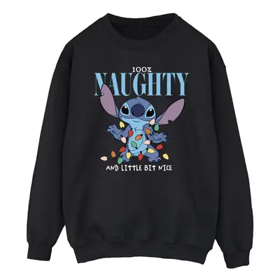 (L, Black) Disney Mens Lilo & Stitch Naughty & Nice Sweatshirt