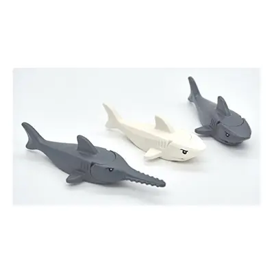 LEGO Shark and Sawfish Combo Pack with Gills and Printed Eyes 1x Dark Gray Sawfish 1x White Shar