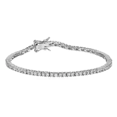 Amazon Essentials Platinum Plated Sterling Silver Round cut cubic Zirconia Tennis Bracelet (2mm)