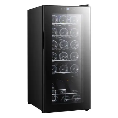 HOMCOM 50L Undercounter Wine Cooler Fridge with LED Light Glass Door Bottles