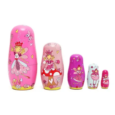 5pcs/Set Wooden Angel Fairy Russian Babushka Matryoshka Nesting Dolls