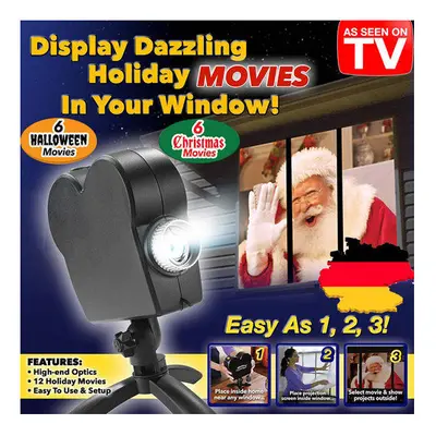 Christmas Light Santa Window Projector Movies Halloween Lamps Display