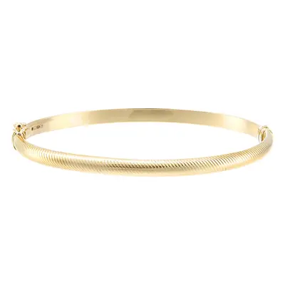 Jewelco London 9ct Yellow Gold D-Shape Ribbed Snake Skin Bangle Bracelet 6x5cm - BNGAXL1601Y