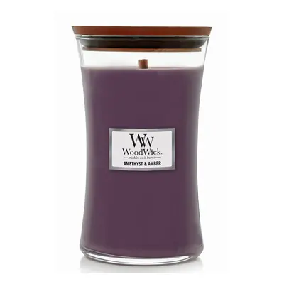 WoodWick Large Hourglass Candle Amethyst/Amber - Premium Soy Blend Wax Pluswick Innovation Wood 