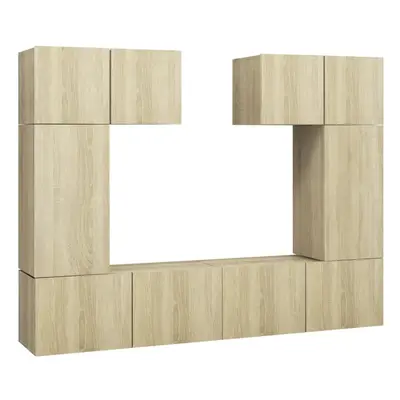 vidaXL TV Cabinet Set Piece Sonoma Oak Chipboard Furniture TV Stand Cabinet