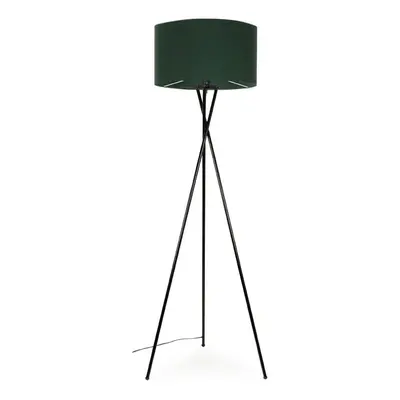 ValueLights Camden Black Floor Lamp with Large Forest Green Reni Shade