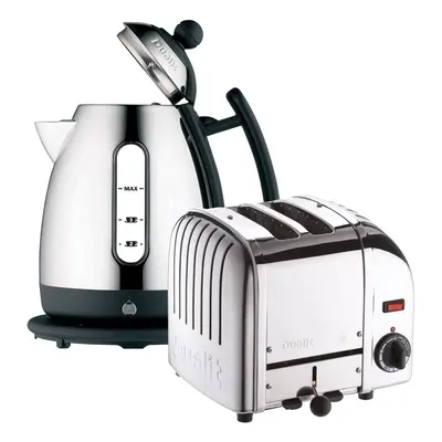 Dualit Classic Slice Toaster & Litre LITE Kettle Set, Stainless Steel