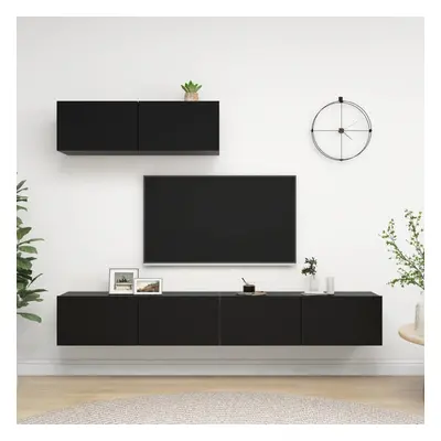 vidaXL 3x TV Cabinets Black Chipboard Home Furniture TV Stand Cabinet Unit