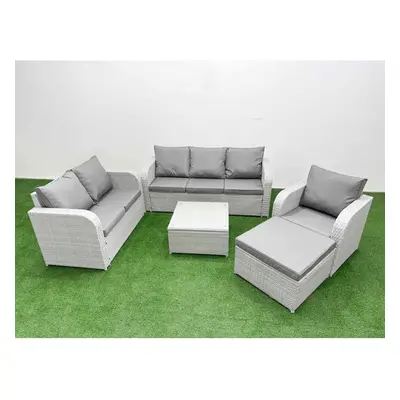 Fimous Patio PE Wicker Seater Outdoor Rattan Furniture Sofa Sets with Reclining Chair Loveseat S