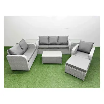 Fimous Patio PE Wicker Seater Outdoor Rattan Furniture Sofa Sets with Rectangular Coffee Table S