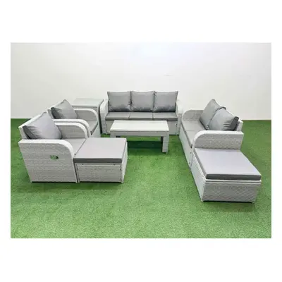 Fimous PE Rattan Garden Furniture Set Adjustable Chair Sofa Double Love Seat Seater Sofa Lounge 