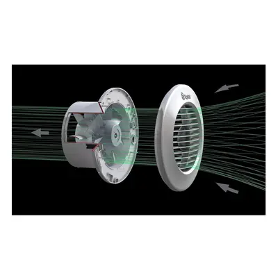 XPELAIR, DX150R, Two speed 150mm Standard axial fan with round grille front