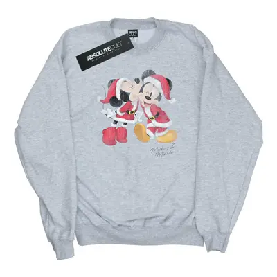 (M, Sports Grey) Disney Mens Mickey And Minnie Christmas Kiss Sweatshirt