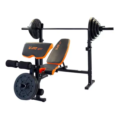 V-fit Olympic Weight Bench & 100kg Olympic Weight Set