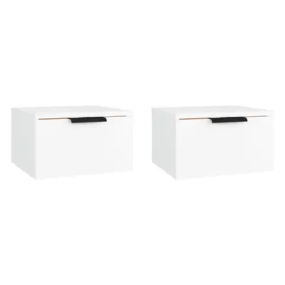 (White, 2) vidaXL Wall-mounted Bedside Cabinets Bedroom Floating Nightstand Wall Cabinet