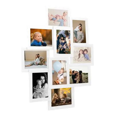 (white) vidaXL Collage Photo Frame MDF for 10x(13x18 cm)/10x(10x15 cm) Multi Colours