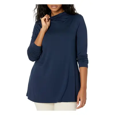 Womens Jersey Long-Sleeve Mock Neck Swing Tunic (Previously Daily Ritual), Navy, Medium