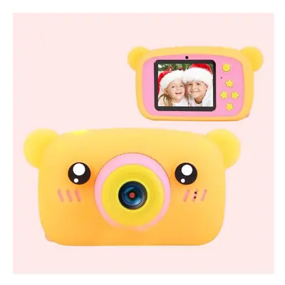 (Bear orange) HD 1080P Kids Digital Camera Cartoon Screen Xmas Gift