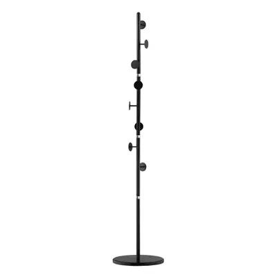 HOMCOM Steel Coat Stand Rack Marble Base Hook for Living Room Entryway,Black