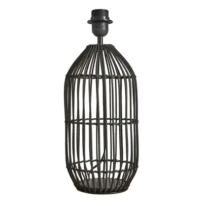 Contemporary Large Matt Black Rattan Cylinder Table Lamp Base