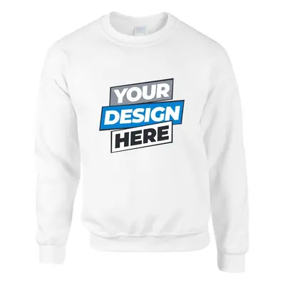 (3XL) Personalised Mens Custom Printed White Sweater Jumper Sweatshirt Logo Printing