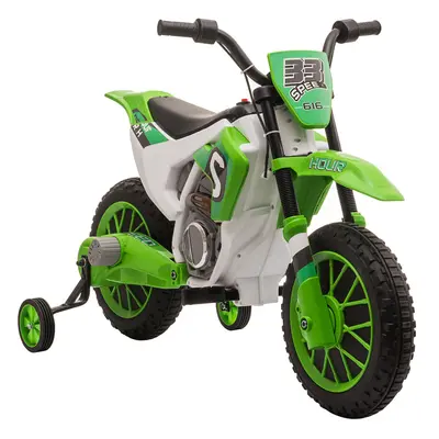 HOMCOM 12V Kids Electric Motorbike Ride-On Motorcycle w/ Training Wheels - Green