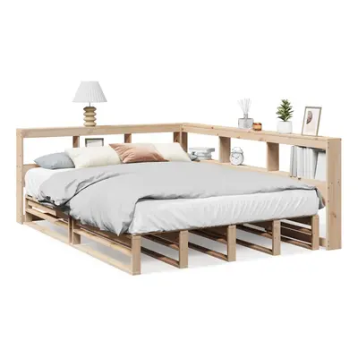 (natural, x cm) vidaXL Bookcase Bed without Mattress Wax Brown 140x200cm Solid Wood Pine bed