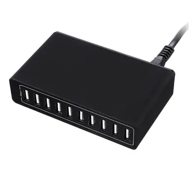 (Black, US) 5V 10A 50W Multi Port USB Hub Charger Dock Station For Tablet Cellphone