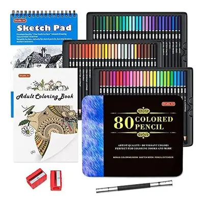 80 Colours Professional Colouring Pencils, Shuttle Art Soft Core Coloured Pencil Set with Colour