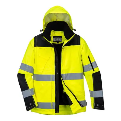 (3XL, Yellow/Black) Portwest Mens Hi-Vis In Winter Jacket