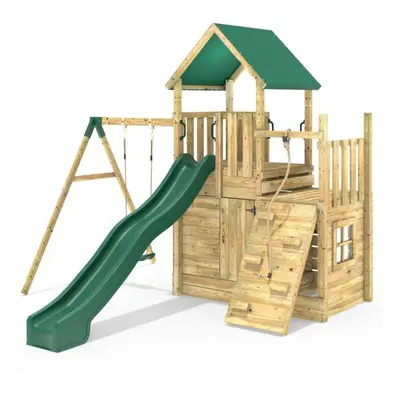 (M8 plus Ramp & Single Swing) Rebo Modular Wooden Climbing Frame Adventure Playset - M8