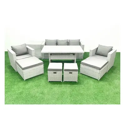 Fimous Rattan Garden Furniture Set Outdoor Seater Patio Dining Sets with Glass Top Dining Table 