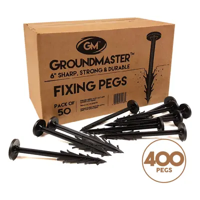 (400) Groundmaster Heavy Duty 6" Pegs Weed Control Membrane Fabric Fixing Anchors