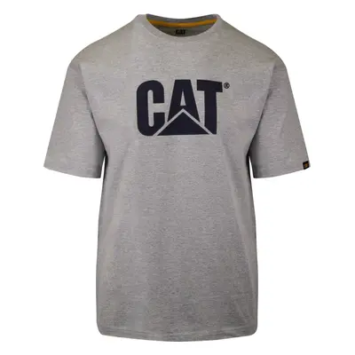 (Small) Caterpillar T Shirt Men CAT Short Sleeve TM Logo Tee T- Shirt Cotton Top - Heather Grey