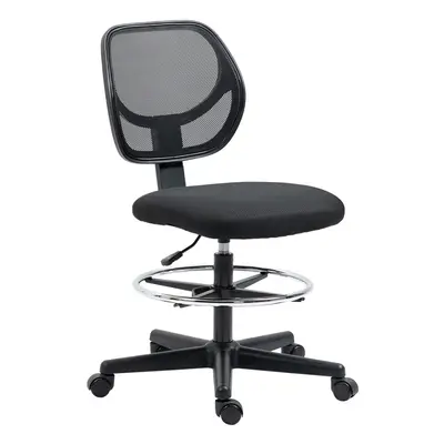 Vinsetto Draughtsman Chair Tall Office Chair w/ Adjustable Footrest Ring Black