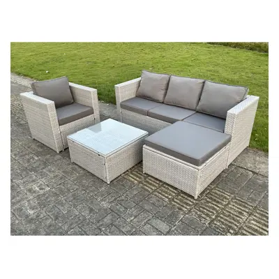 Fimous Seat Light Grey Lounge Outdoor Rattan Garden Furniture Set