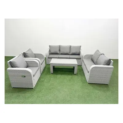 Fimous PE Rattan Garden Furniture Set Adjustable Chair Sofa Double Love Seat Seater Sofa Lounge 