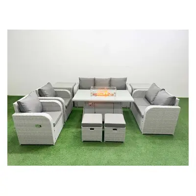 Fimous PE Rattan Garden Furniture Set Sofa Double Love Seat Seater Sofa Lounge Set Firepit Dinin