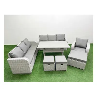 Fimous Seater Poly Rattan Outdoor Garden Furniture Rectangular Dining Table Sofa Set Seater Sofa