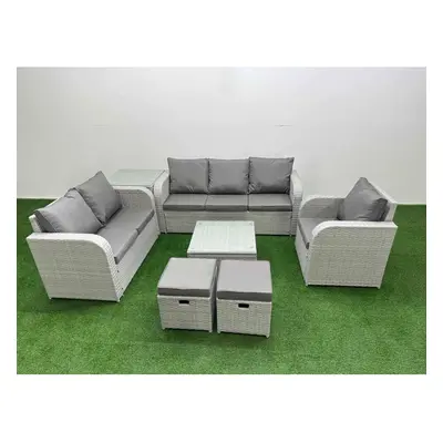 Fimous Patio PE Wicker Seater Outdoor Rattan Furniture Sofa Sets with Reclining Chair Loveseat S